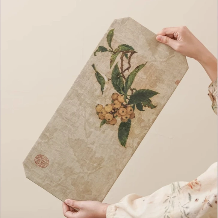 静霖 新中式枇杷山鸟茶席香云纱升级双面茶桌垫