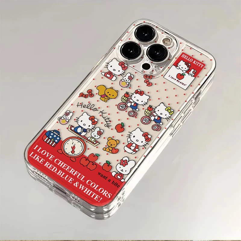 满屏KT猫适用iphone15手机壳苹果16卡通13/12少女全包软壳透明xs