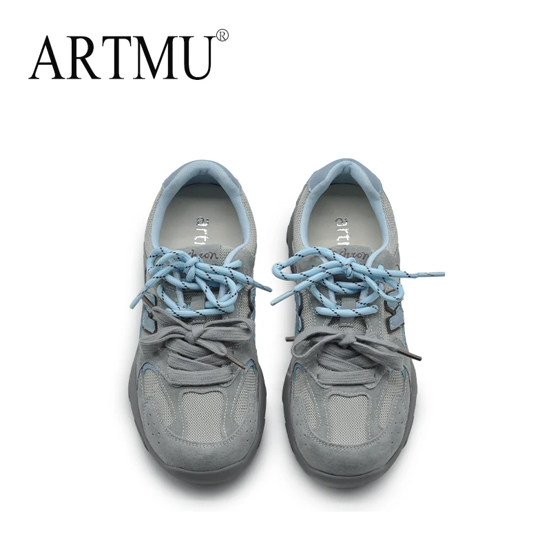 Artmu阿木真皮百搭女鞋春季新款德训鞋厚底拼色休闲运动鞋99-172