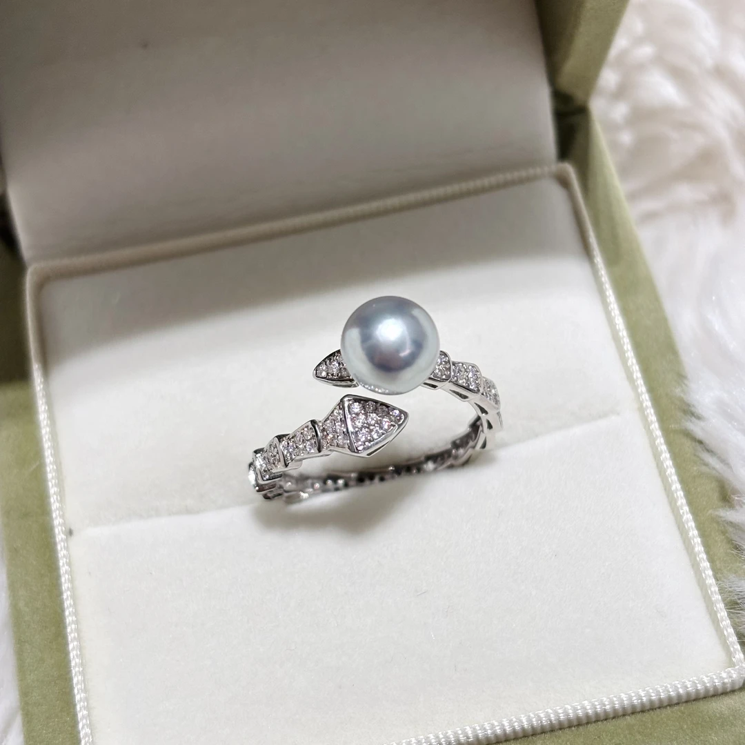 【灵蛇戒】真多麻海水戒指7-8mm S925银