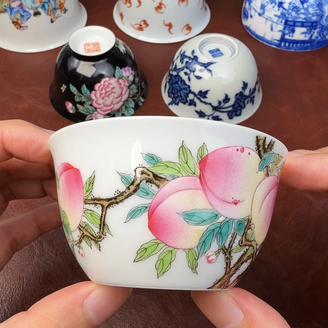 秋***水景德镇全手工全手手绘茶具微瑕