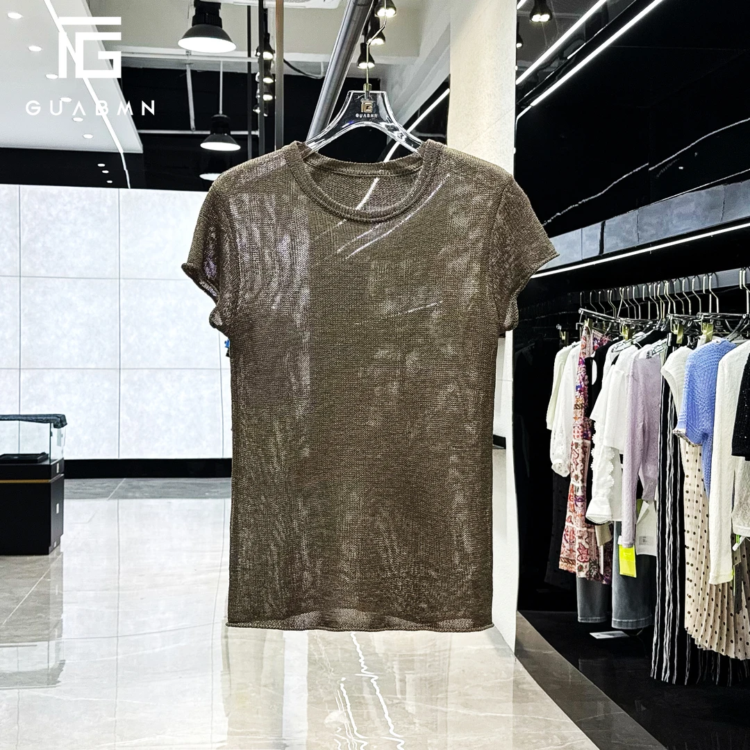 GUABMN2025夏季新款时尚纯色百搭修身休闲针织短袖夏日穿搭5369
