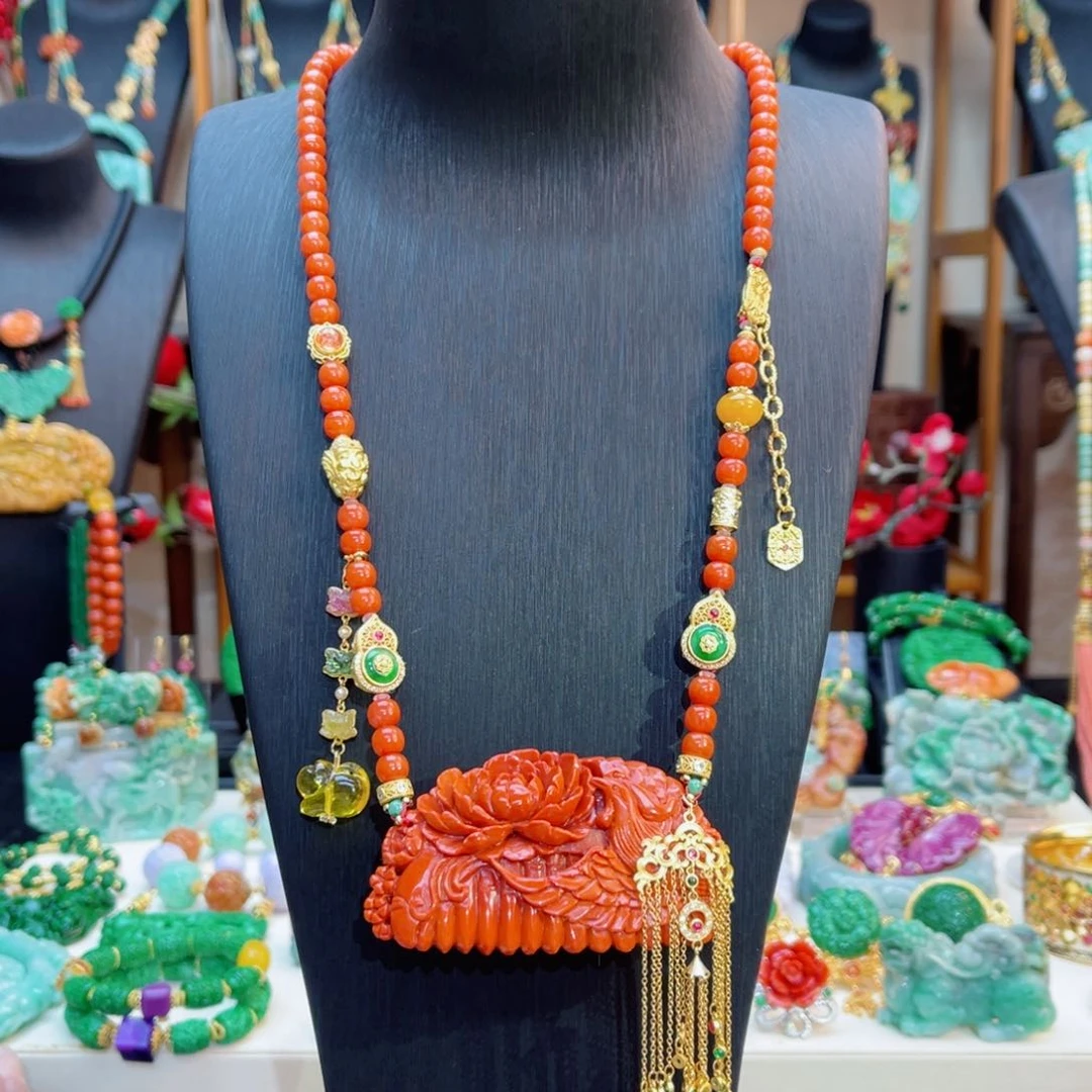 南红玛瑙颈饰合金48小时鉴赏期