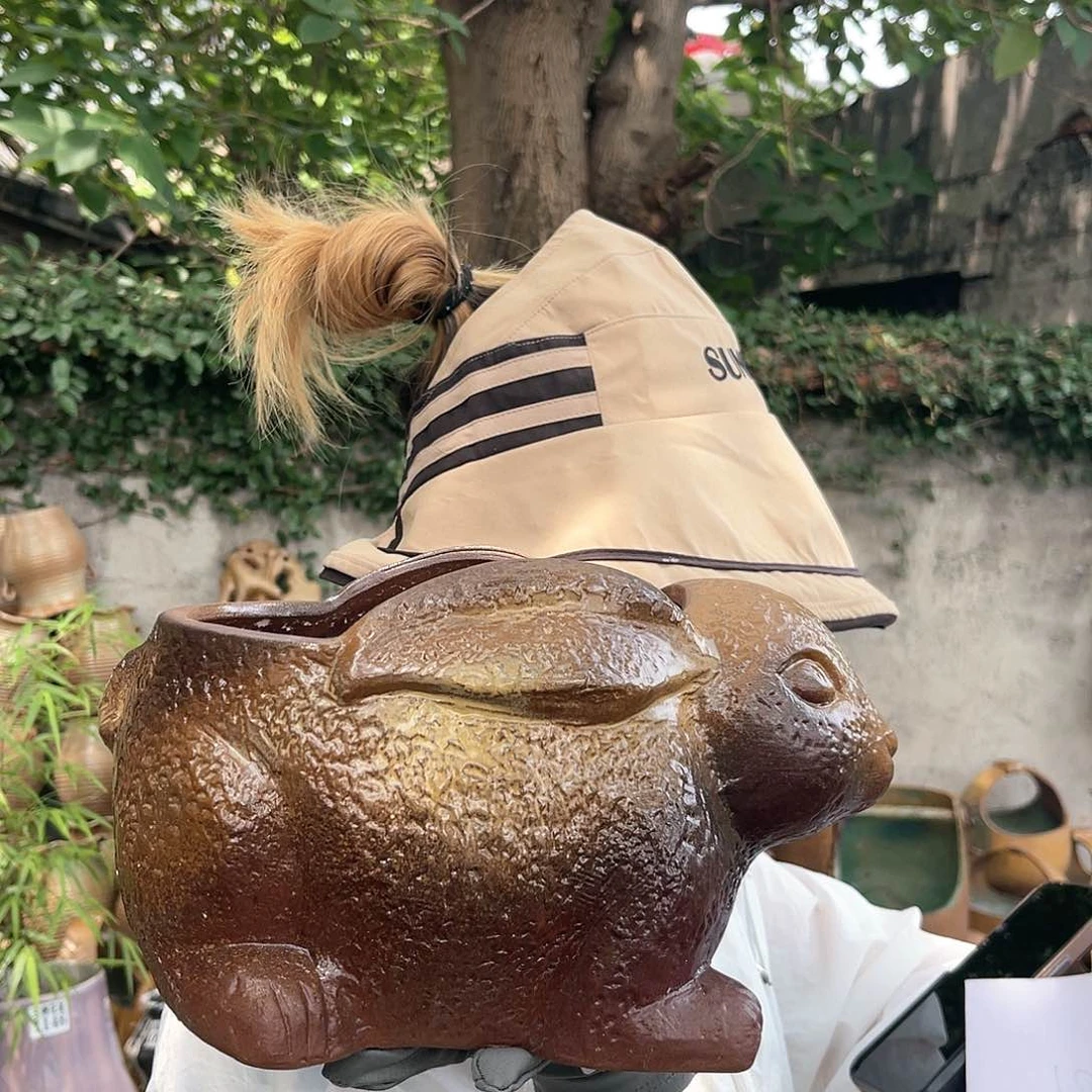 紫砂花盆王嫂花盆直播0527-柴烧兔子一只