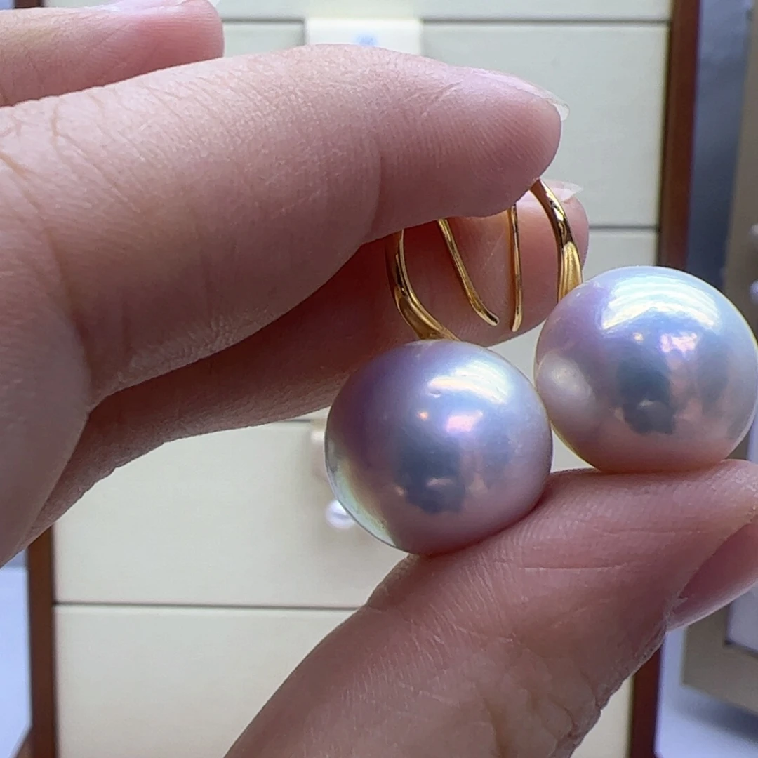 淡水珍珠耳饰银S925镶嵌