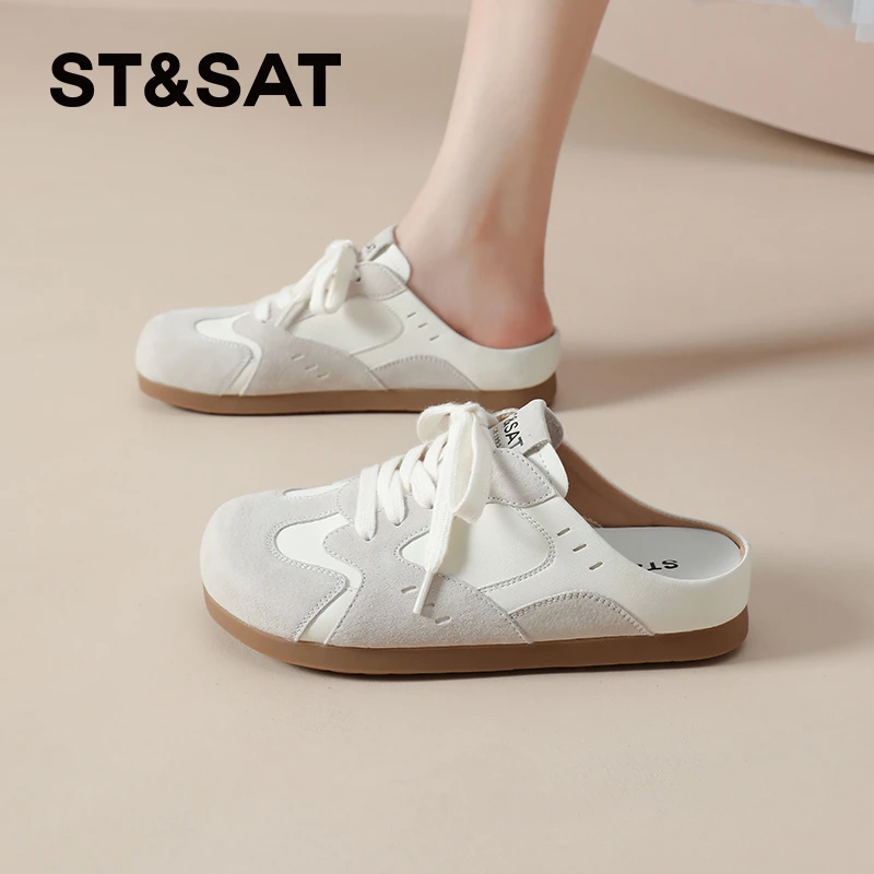 星期六运动凉鞋女厚底2025新款夏季沙滩鞋魔术贴亮钻法式露趾凉拖