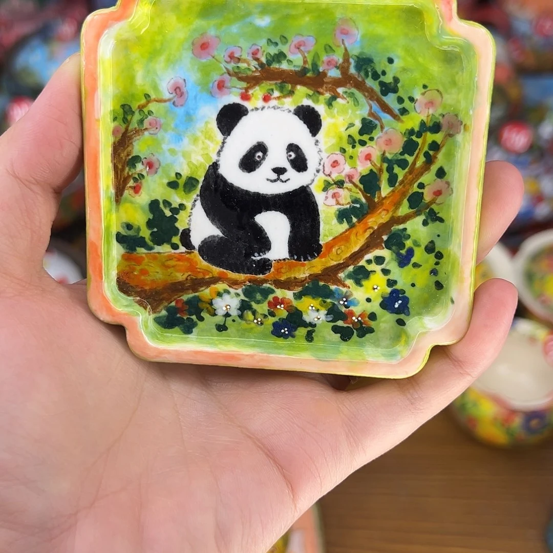 丑***丫泥塑手绘杯垫油画