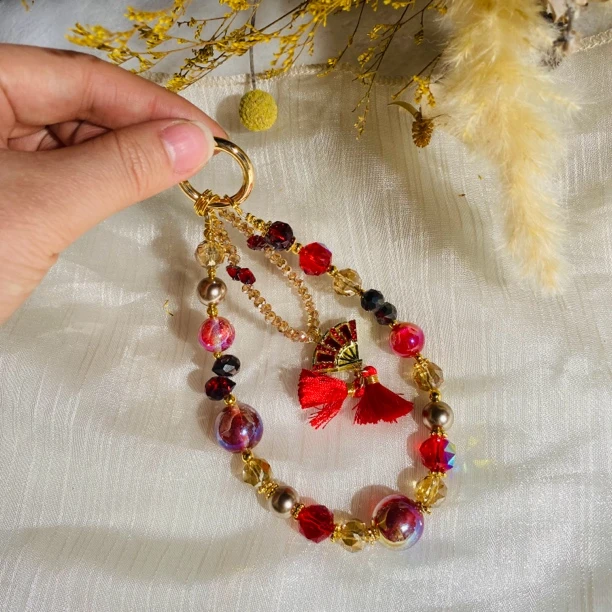 F511国风扇子流苏手机链