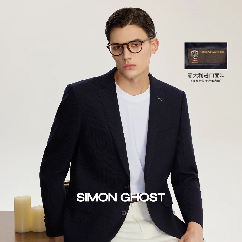 【TALLIA面料】意大利男士进口面料单西上衣深藏青休闲羊毛西装外套