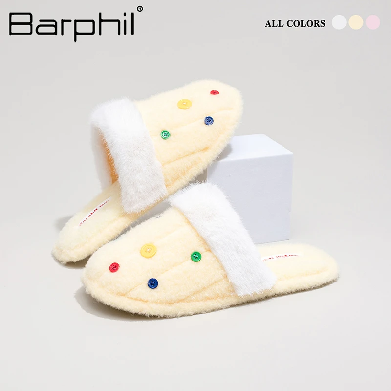 Barphil拖鞋女2025新款秋冬室内家居保暖棉拖鞋包头亲肤彩点防滑
