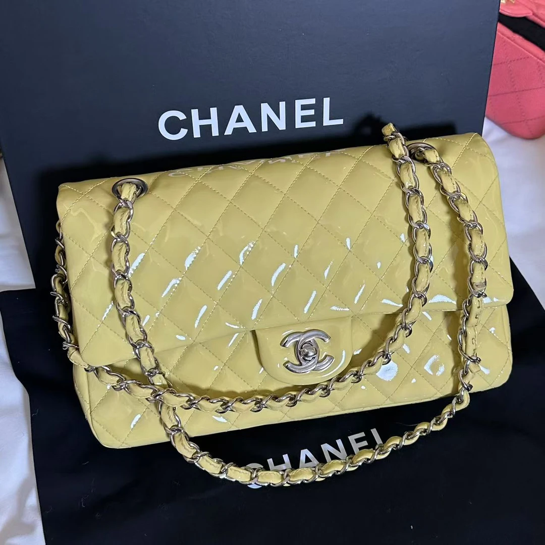 95新 Chanel/香奈儿 泡泡专属/香奈儿漆皮CF斜挎包/98新包展