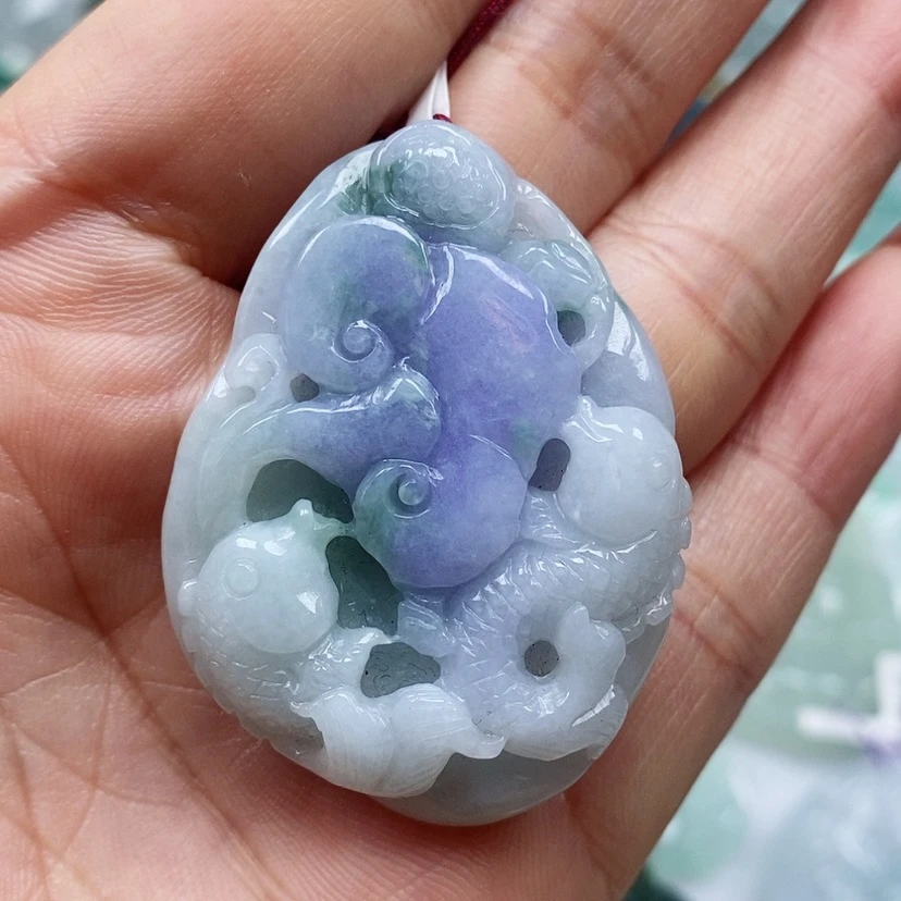 【闪购商品】翡翠颈饰未镶嵌天然翡翠A货年年有鱼