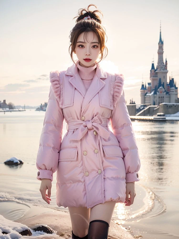 甜美超仙小清新时尚百搭棉服2025冬季新款小个子粉色外套大衣女装