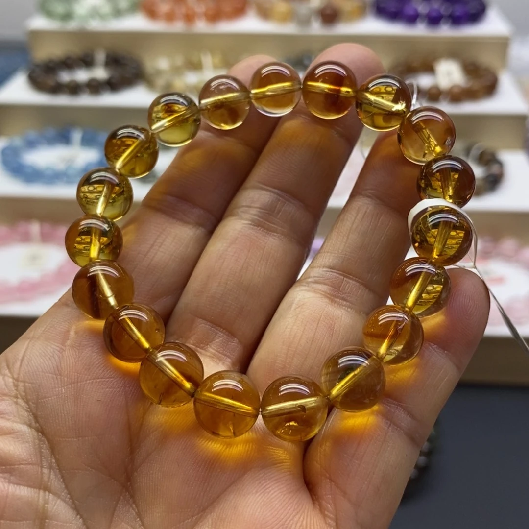 水晶手链未镶嵌巴西黄塔晶10.3m