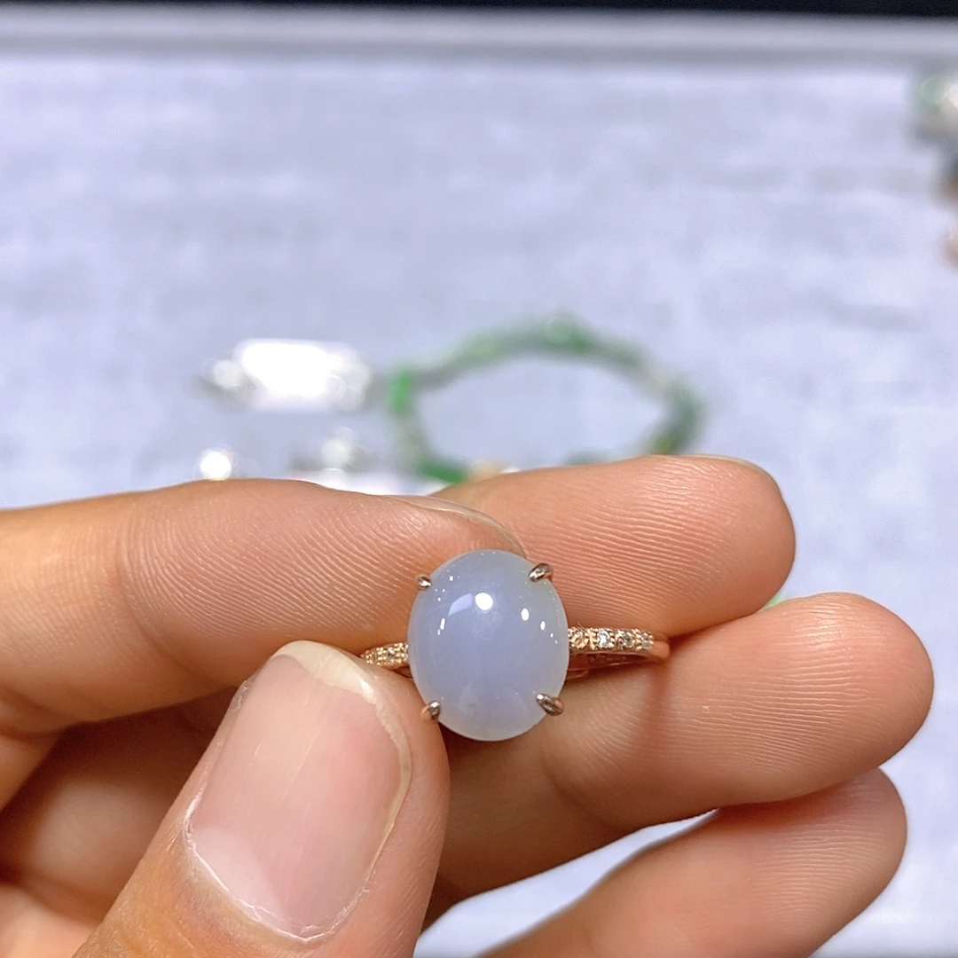 翡翠戒指银S925镶嵌17号