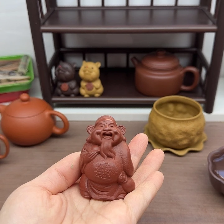 茶案朱泥财神爷茶宠茶宠
