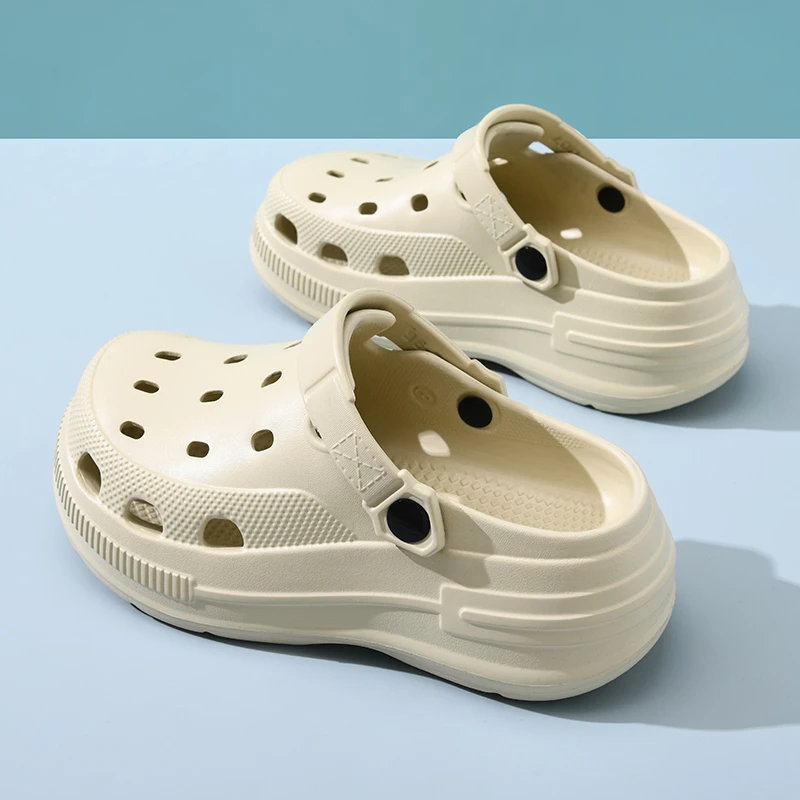厚底洞洞鞋女夏外穿2025新款增高防滑手术室护士软底包头沙滩凉拖