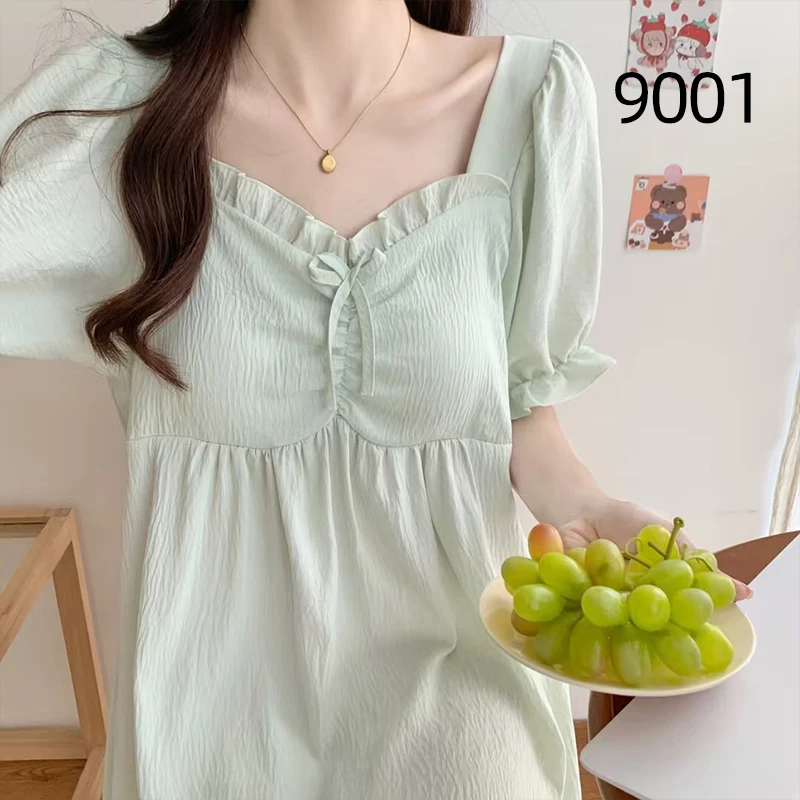 绵绸短袖裙带胸垫法式家居服连衣裙ins成人睡裙公主风春夏季