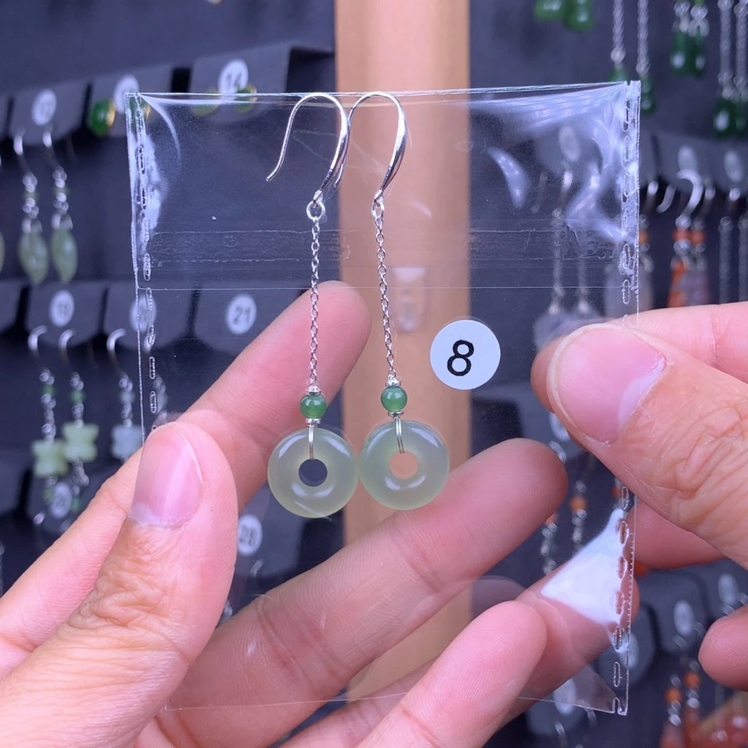 和田玉耳饰银S925镶嵌?**