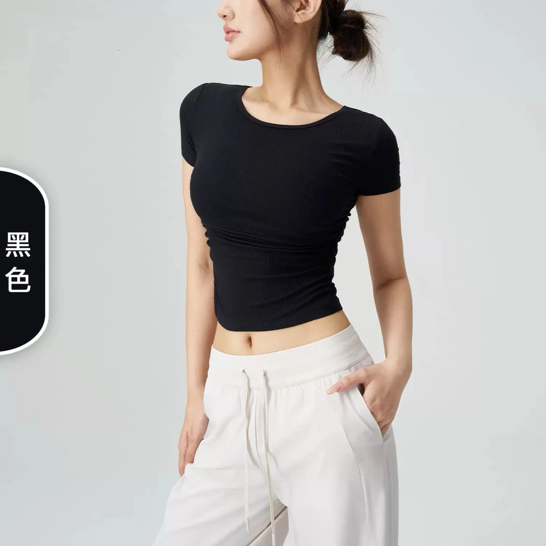 芳姐同款罗纹小蛮腰短袖