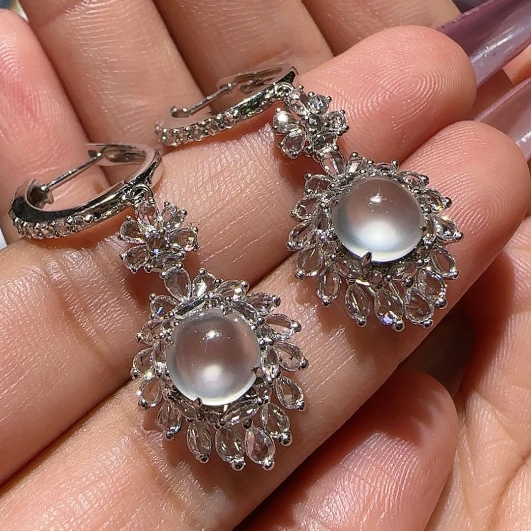 【闪购商品】18K金镶嵌翡翠耳饰天然