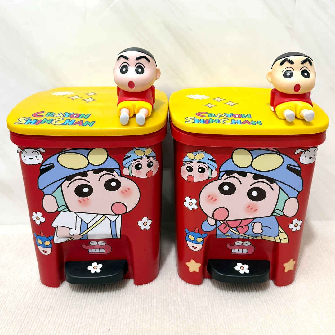 卡通蜡笔小新创意垃圾桶儿童房家用卧室客厅大容量脚踏式带盖可爱