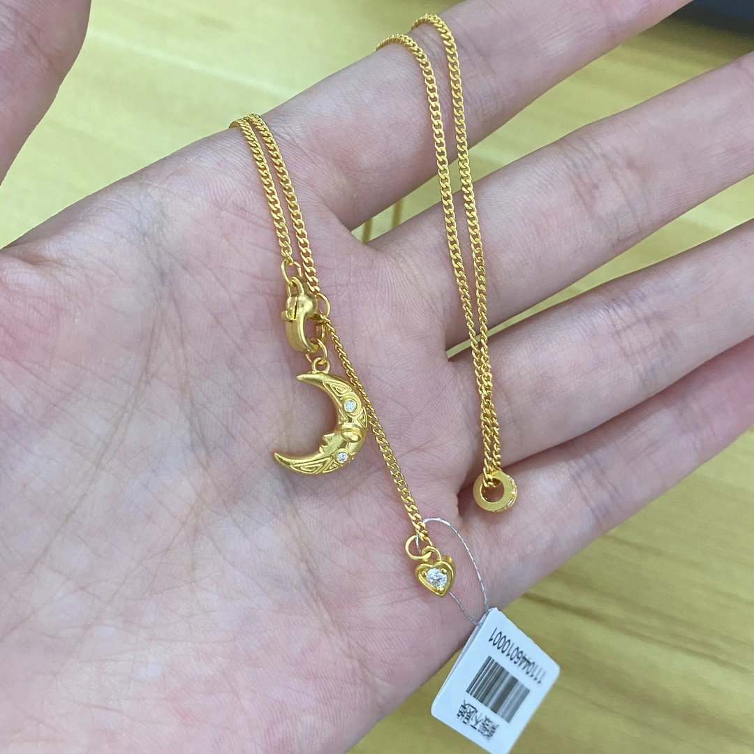 图腾月亮套链44+3cm 足金999