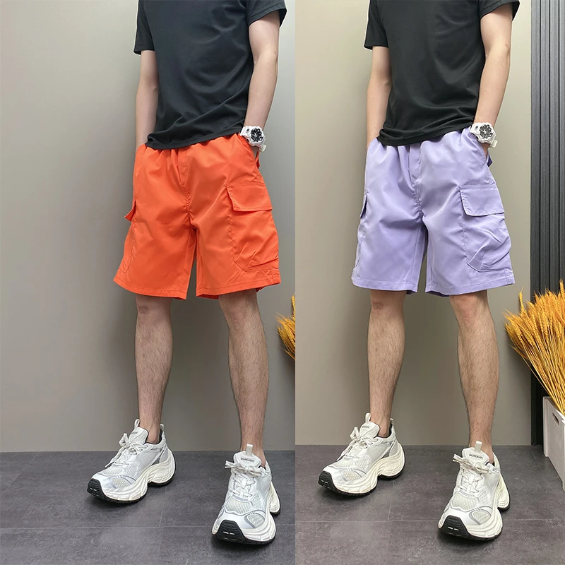 2025夏季薄款潮流韩版痞帅纯色多巴胺青年男士五分休闲美式短裤子