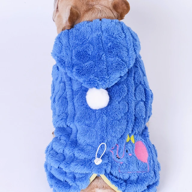 小狗法斗巴哥狗狗连帽加绒保暖加厚秋冬宠物衣服四脚衣