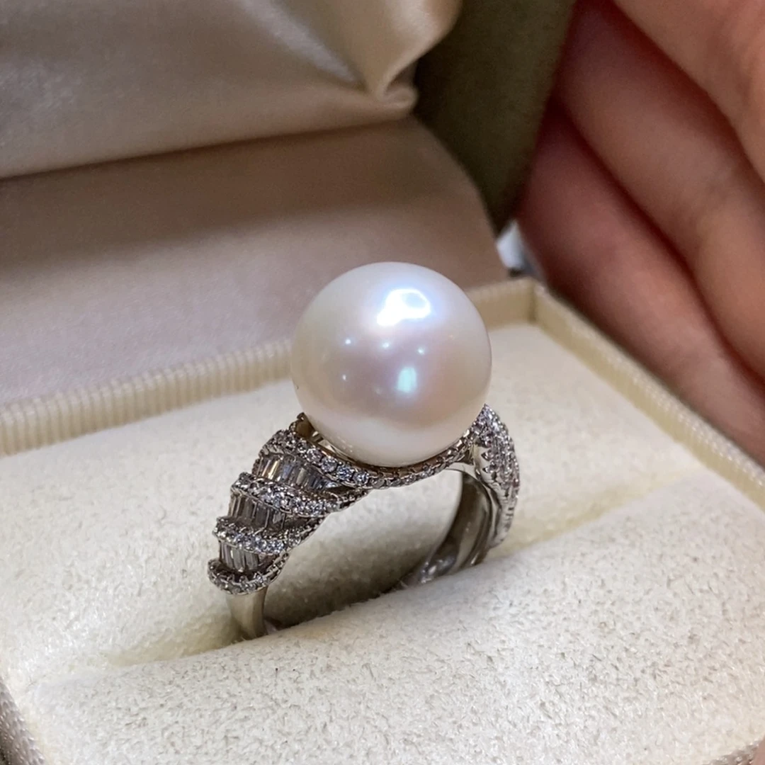 淡水珍珠戒指银S925镶嵌微瑕