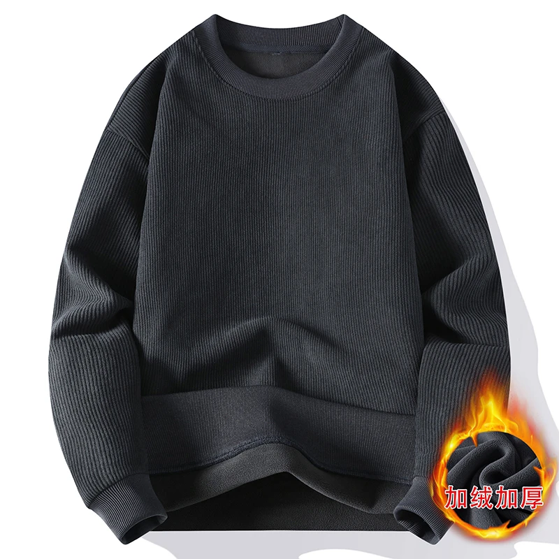 长袖加厚保暖莫兰绒男士保暖卫衣冬季圆领休闲宽松大码秋冬季潮流