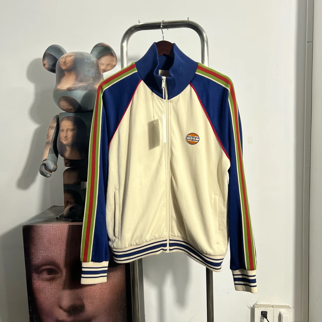 99新 GUCCI/古驰 条纹拉链外套 x1010 L 衣长65 胸围59