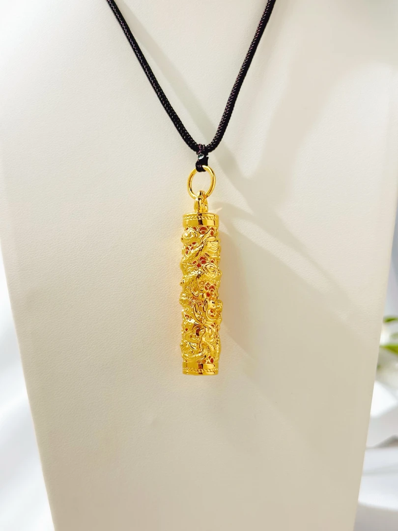 吊坠足银 龙柱吊坠 气质编织百搭挂坠真金潮流男士