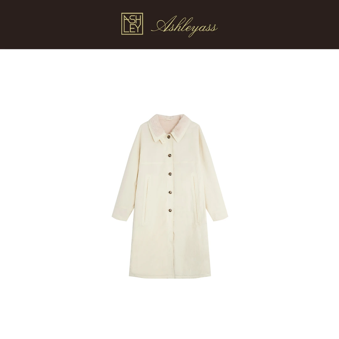 【ASHLEYASS】“绒舱风衣”哑光金属扣廓形剪裁设计师外套LSW251747S