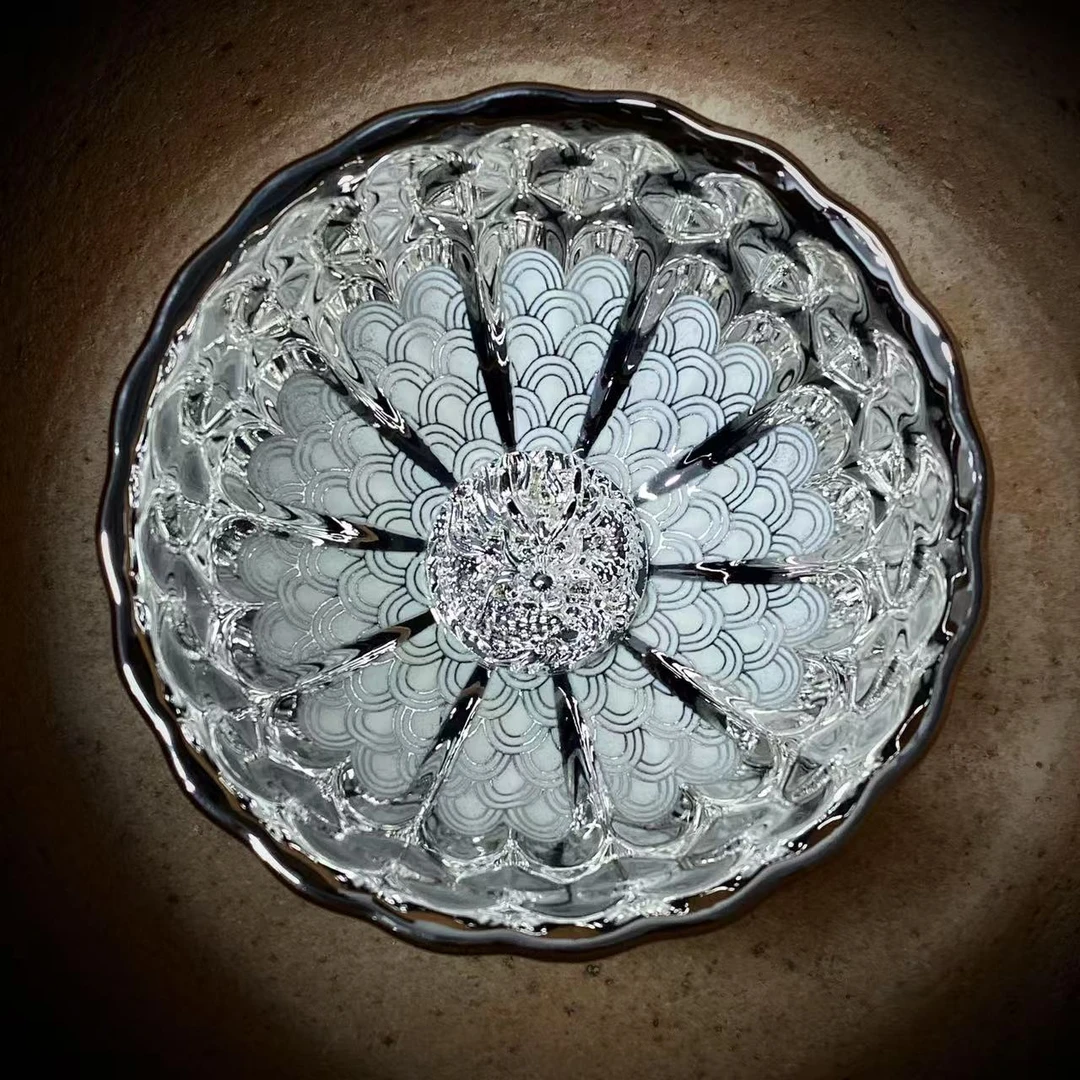 手工茶器 冰清玉洁 夜光 盘龙杯手电筒照吸光后夜光