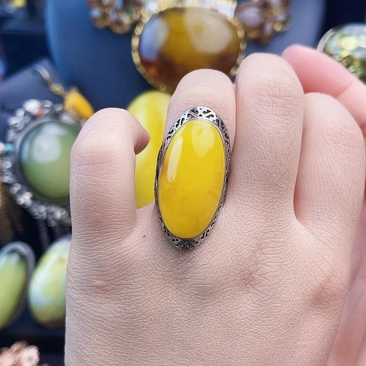 琥珀银S925镶嵌裸石