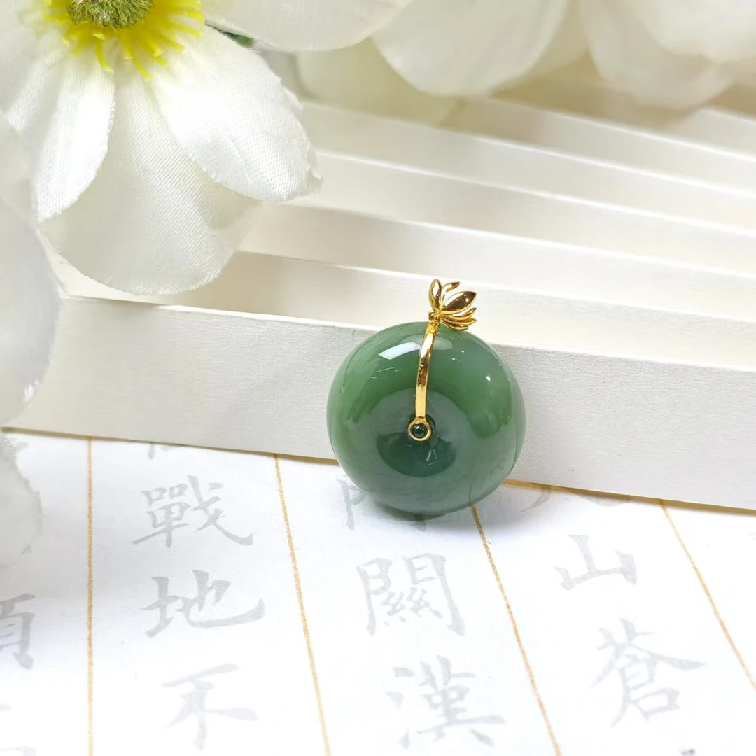 【小池专属】18K和田玉碧玉平安扣吊坠多样性发一 25*12 GG0095