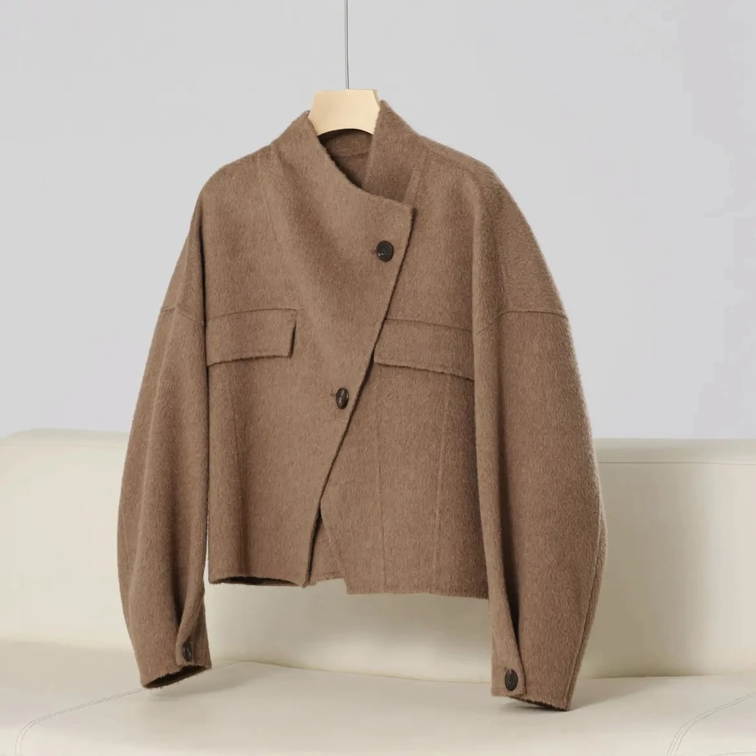 【100%骆驼绒】【酷飒风】女士秋冬纯骆驼绒短款款大衣