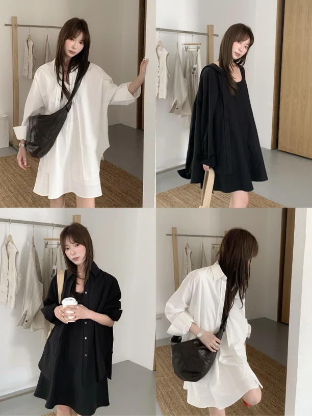 新款-莎姐私服老钱风天丝和棉阔版百搭衬衫（MH258617#）棉花糖