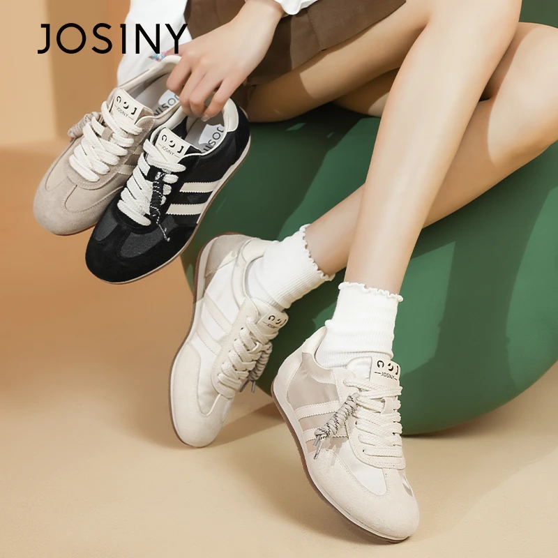 卓诗尼低帮系带阿甘鞋女2025春秋新款休闲百搭厚底增高软底运动鞋