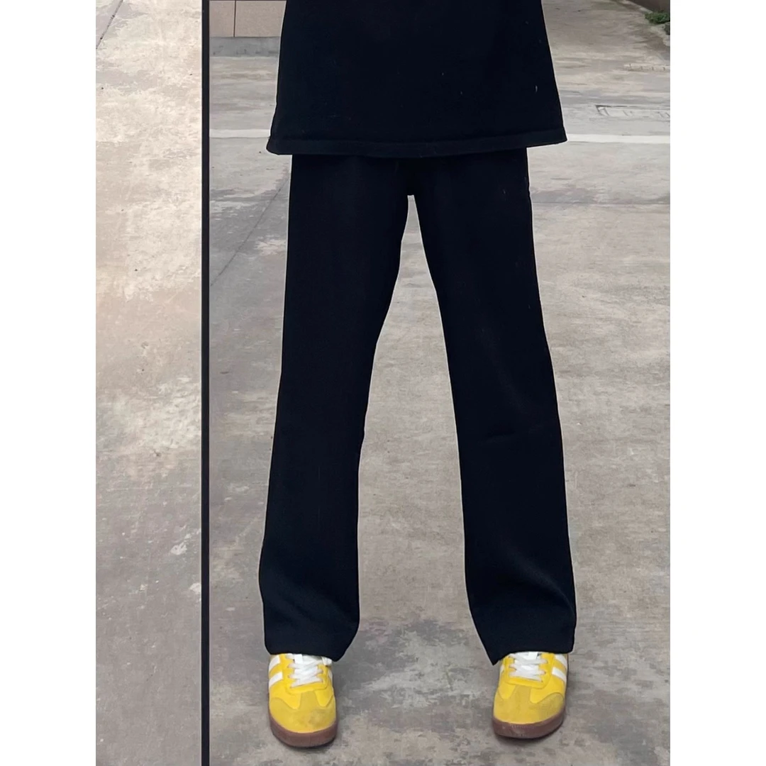 黑色cleanfit弯刀西裤男款秋季休闲微喇运动裤子高级感直筒西装裤