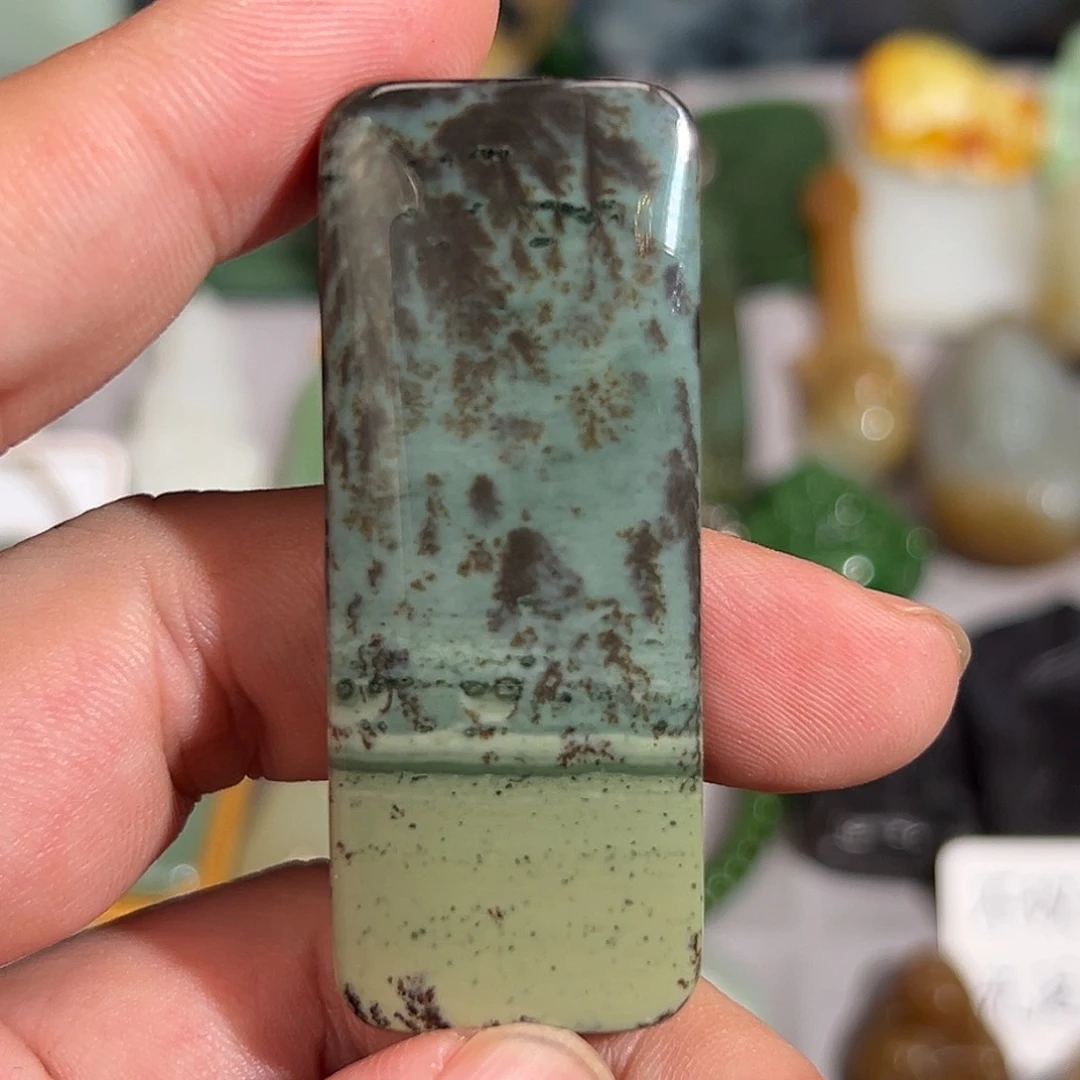 和田玉未镶嵌颈饰沙枣青双色椰林海滩意境之美大自然的馈赠新品