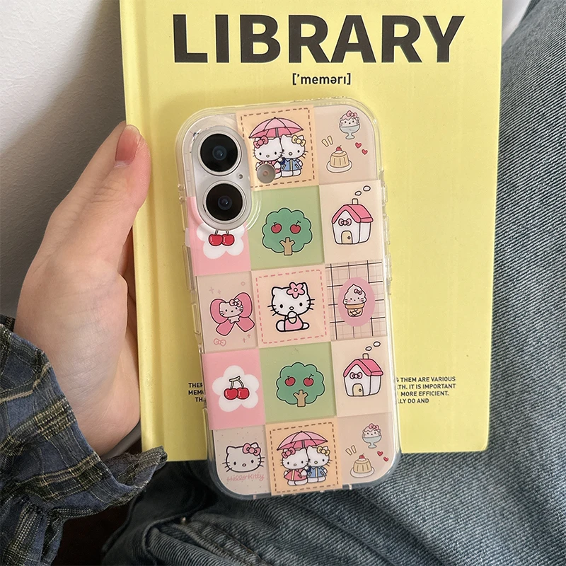 卡通凯蒂猫苹果手机壳适用iPhone16promax创意宫格苹果15保护套