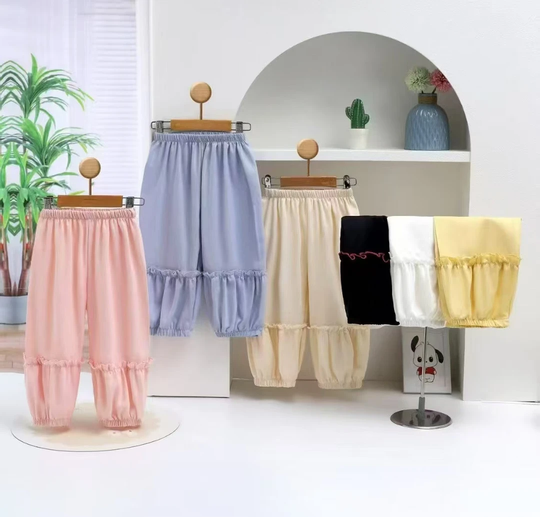 夏季夏装男女长裤皮筋腰带棉麻防蚊裤童装休闲裤
