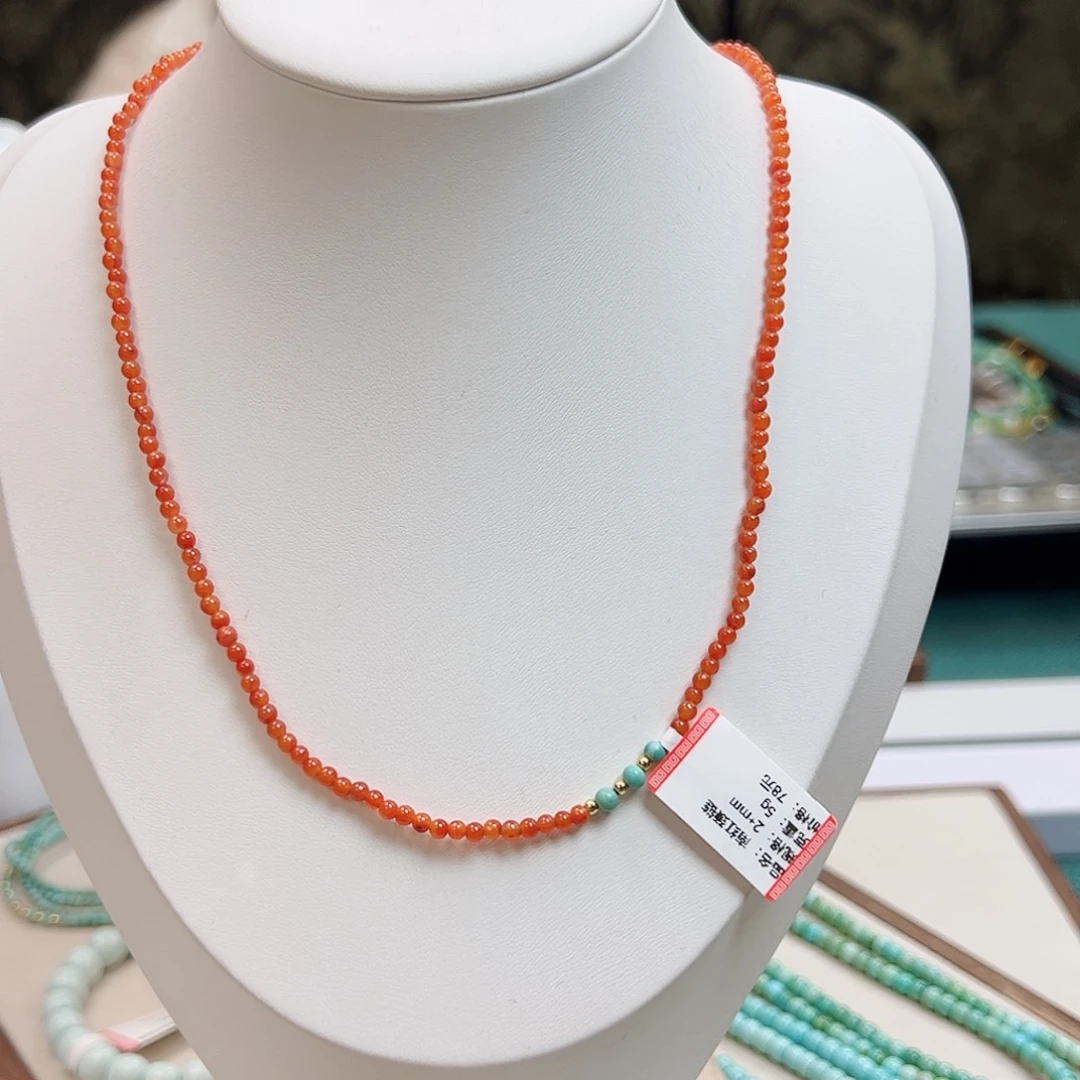 南红玛瑙05南红锁骨链放漏卡2+未镶嵌