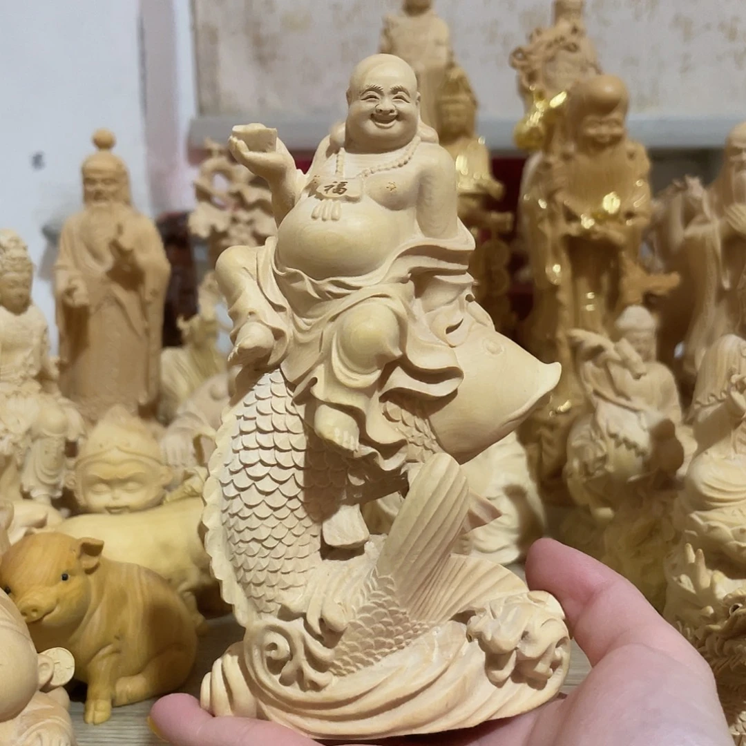 黄杨木小叶黄杨木弥勒佛摆件