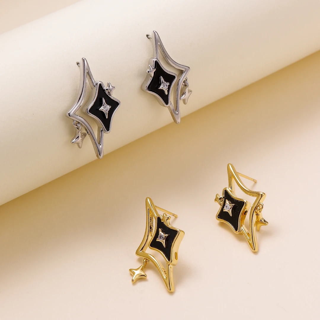 铜合金耳饰 几何不规则新款气质百搭S925银针耳钉