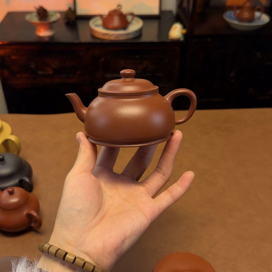 紫砂茶壶160cc，笠帽，底槽清