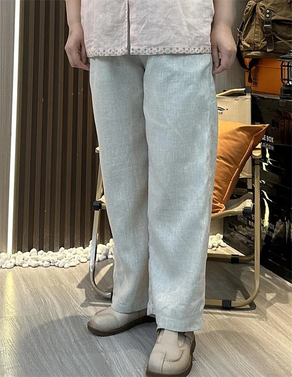 夏季纯亚麻裤女士休闲百搭透气简约舒适时尚九分小直筒裤