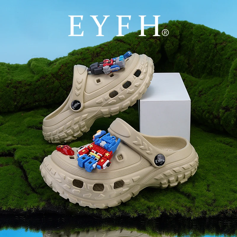 EYFH童鞋儿童洞洞鞋软底变形金刚男童2025夏季新款涉水防滑凉拖鞋